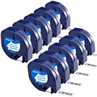 Aken - Cinta de Etiquetas compatible para usar en lugar de Dymo Letratag Cinta Etiquetas plastico 12mm x 4m negro sobre…